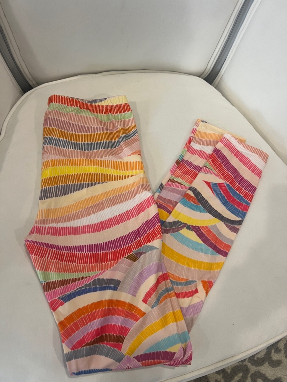 Colorful Wave Print Leggings - Multicolor